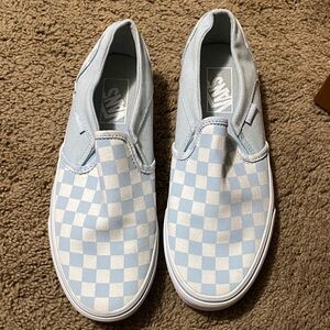 Vans Blue and White Checkerboard Slip-On Sneakers. Worn a couple times.